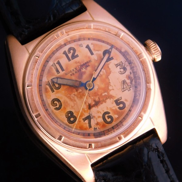 ROLEX 18K Solid Red Gold “BUBBLEBACK” Tropical Rose Dial☆18金無垢レッドゴールドベゼル “ バブルバック” トロピカルローズダイアル Ref.5015/Cal.630NA | アンティーク時計の販売・修理・買取【クールオークション】