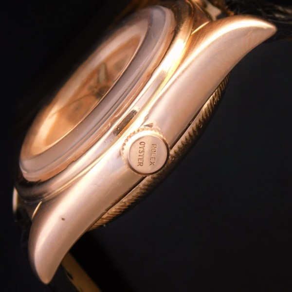 ROLEX 18K Solid Red Gold “BUBBLEBACK” Tropical Rose Dial☆18金無垢レッドゴールドベゼル “ バブルバック” トロピカルローズダイアル Ref.5015/Cal.630NA | アンティーク時計の販売・修理・買取【クールオークション】