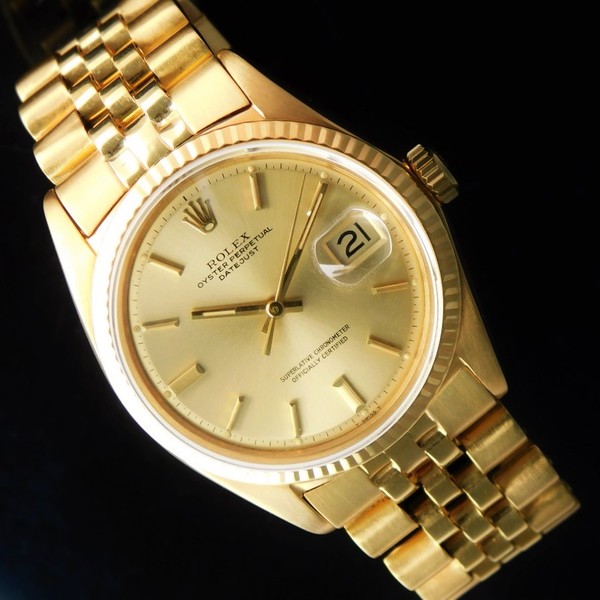 ROLEX OYSTER PERPETUAL DATEJUST Ref.1601/8 ALL 18K SOLID GOLD “DATEJUST”  W/ORIGNAL 18K SOLID GOLD JUBILEE BRACELET☆オール18金無垢イエローゴールド “デイトジャスト” 18金無垢ジュビリーブレスレット  Cal.1570 | アンティーク時計の販売・修理・買取【クール ...