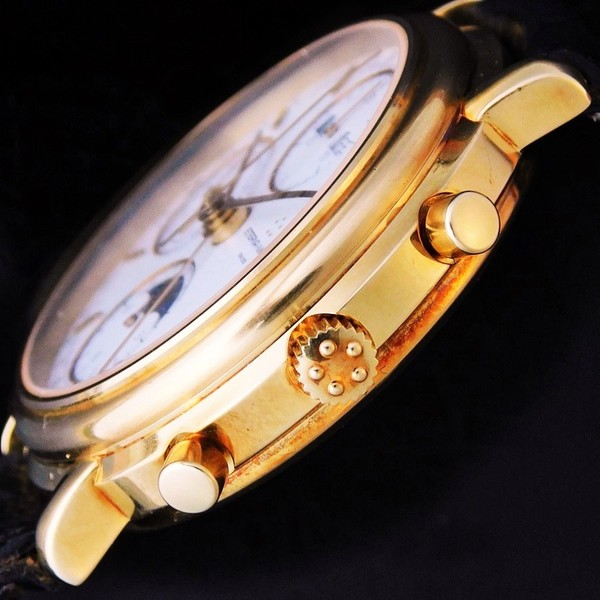 ETERNA Triple Calendar & MOONPHASE “ETERNA・MATIC” Chronograph In  Gold☆中古美品Ref.678.2147.68S☆18金無垢☆エテルナ マティック トリコンパックス  クロノグラフ☆ギャランティー付属☆キャリバー7751 | アンティーク時計の販売・修理・買取【クールオークション】